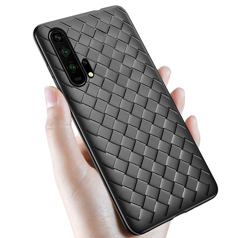 Custodia Silicone Morbida In Pelle Cover H02 per Huawei Honor 20 Pro Nero