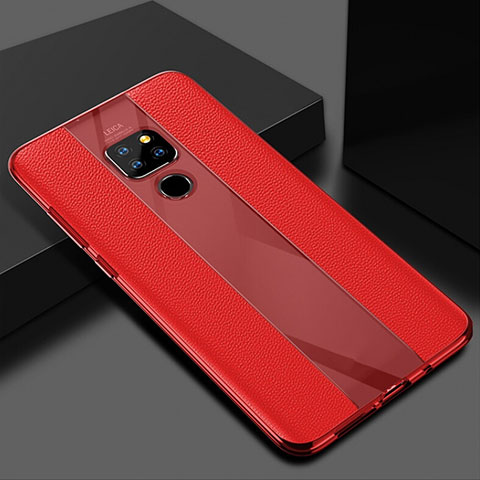 Custodia Silicone Morbida In Pelle Cover H02 per Huawei Mate 20 Rosso