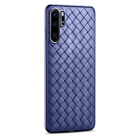 Custodia Silicone Morbida In Pelle Cover H02 per Huawei P30 Pro Blu