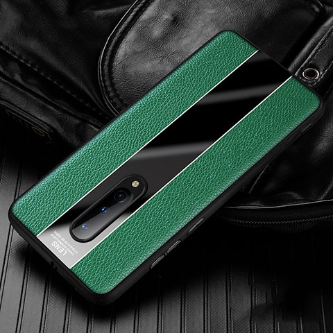 Custodia Silicone Morbida In Pelle Cover H02 per OnePlus 8 Verde