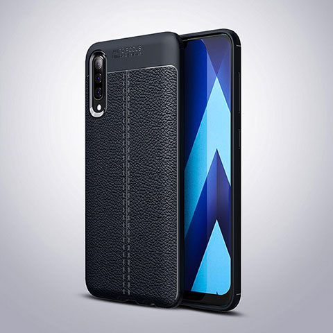 Custodia Silicone Morbida In Pelle Cover H02 per Samsung Galaxy A70 Blu