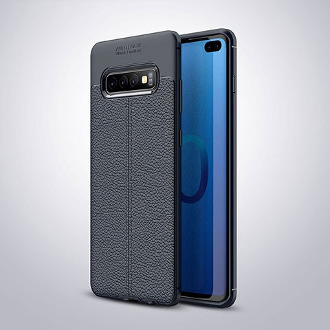 Custodia Silicone Morbida In Pelle Cover H02 per Samsung Galaxy S10 Plus Blu