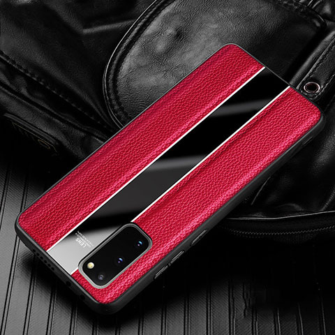 Custodia Silicone Morbida In Pelle Cover H02 per Samsung Galaxy S20 5G Rosso