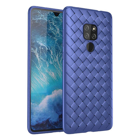 Custodia Silicone Morbida In Pelle Cover H03 per Huawei Mate 20 Blu