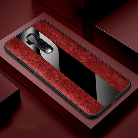 Custodia Silicone Morbida In Pelle Cover H03 per OnePlus 7T Pro Rosso