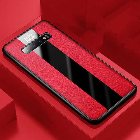 Custodia Silicone Morbida In Pelle Cover H03 per Samsung Galaxy S10 Rosso