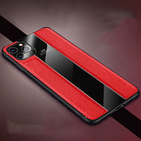 Custodia Silicone Morbida In Pelle Cover H04 per Apple iPhone 11 Pro Rosso