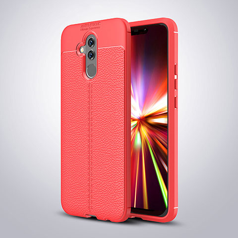 Custodia Silicone Morbida In Pelle Cover H04 per Huawei Mate 20 Lite Rosso