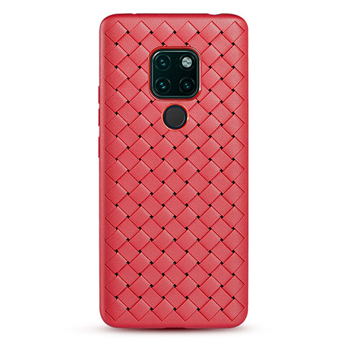 Custodia Silicone Morbida In Pelle Cover H04 per Huawei Mate 20 X 5G Rosso