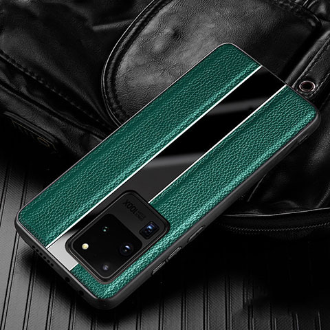 Custodia Silicone Morbida In Pelle Cover H04 per Samsung Galaxy S20 Ultra Verde