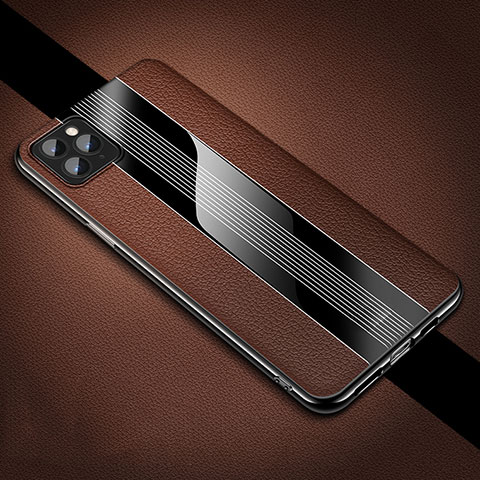 Custodia Silicone Morbida In Pelle Cover H05 per Apple iPhone 11 Pro Max Marrone