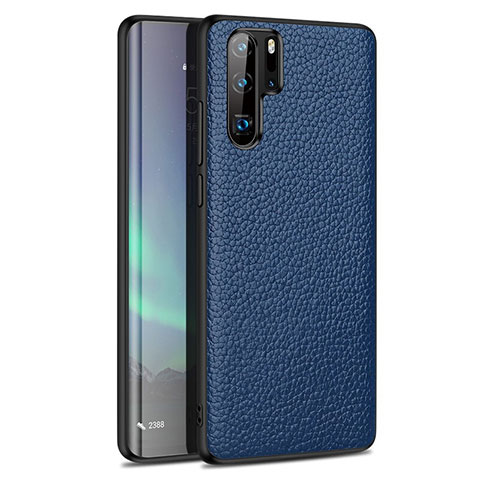 Custodia Silicone Morbida In Pelle Cover H05 per Huawei P30 Pro Blu