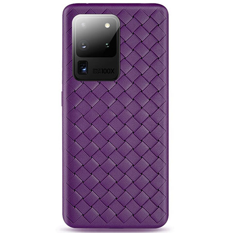Custodia Silicone Morbida In Pelle Cover H05 per Samsung Galaxy S20 Ultra 5G Viola
