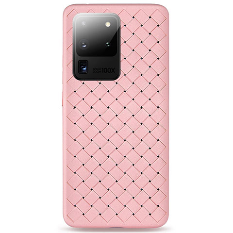 Custodia Silicone Morbida In Pelle Cover H05 per Samsung Galaxy S20 Ultra Rosa