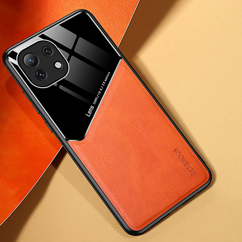 Custodia Silicone Morbida In Pelle Cover H05 per Xiaomi Mi 11 Lite 4G Arancione