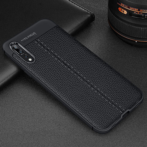 Custodia Silicone Morbida In Pelle Cover H07 per Huawei P20 Pro Nero