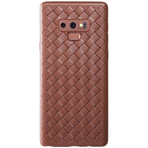 Custodia Silicone Morbida In Pelle Cover L01 per Samsung Galaxy Note 9 Marrone