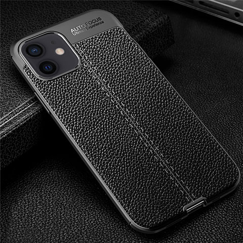 Custodia Silicone Morbida In Pelle Cover per Apple iPhone 12 Mini Nero