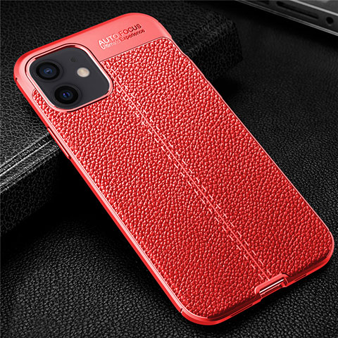 Custodia Silicone Morbida In Pelle Cover per Apple iPhone 12 Mini Rosso