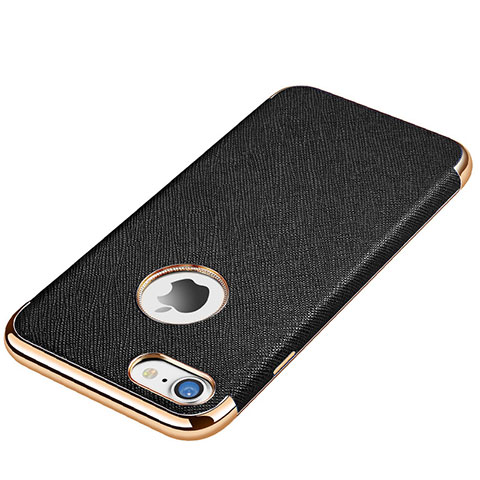 Custodia Silicone Morbida In Pelle Cover per Apple iPhone 7 Nero