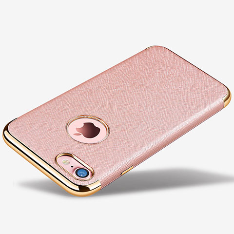 Custodia Silicone Morbida In Pelle Cover per Apple iPhone 7 Oro Rosa