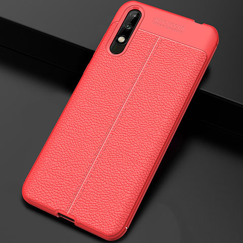 Custodia Silicone Morbida In Pelle Cover per Huawei Enjoy 10 Rosso