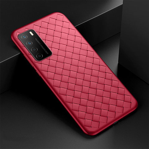 Custodia Silicone Morbida In Pelle Cover per Huawei Honor Play4 5G Rosso