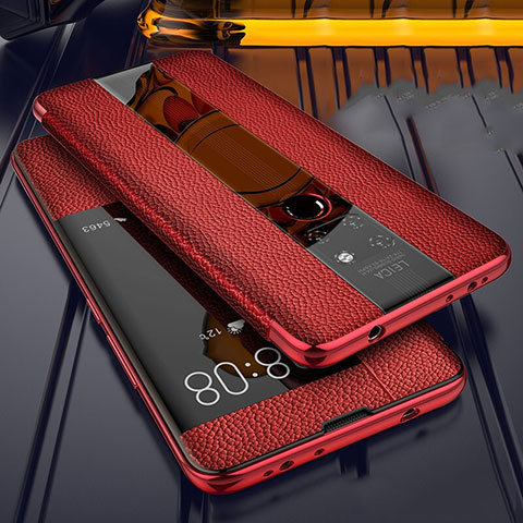Custodia Silicone Morbida In Pelle Cover per Huawei Mate 20 Rosso