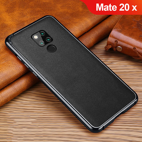 Custodia Silicone Morbida In Pelle Cover per Huawei Mate 20 X 5G Nero