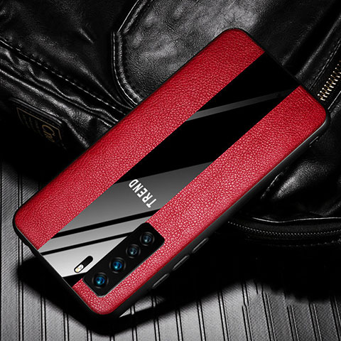 Custodia Silicone Morbida In Pelle Cover per Huawei Nova 7 SE 5G Rosso