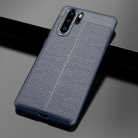 Custodia Silicone Morbida In Pelle Cover per Huawei P30 Pro Blu