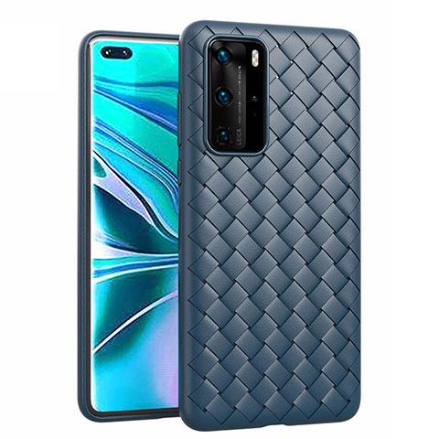 Custodia Silicone Morbida In Pelle Cover per Huawei P40 Pro Blu