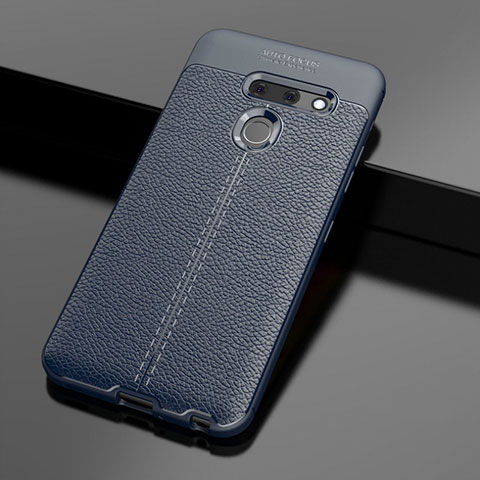 Custodia Silicone Morbida In Pelle Cover per LG G8 ThinQ Blu