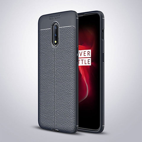 Custodia Silicone Morbida In Pelle Cover per OnePlus 7 Blu