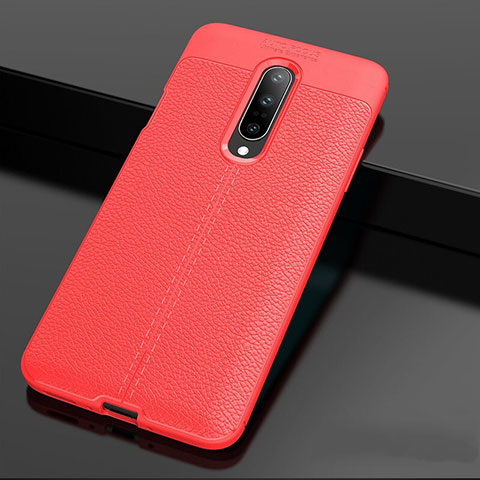 Custodia Silicone Morbida In Pelle Cover per OnePlus 7 Pro Rosso