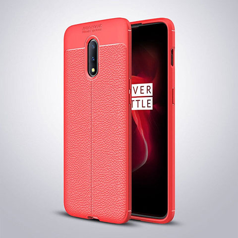 Custodia Silicone Morbida In Pelle Cover per OnePlus 7 Rosso