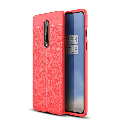 Custodia Silicone Morbida In Pelle Cover per OnePlus 8 Rosso