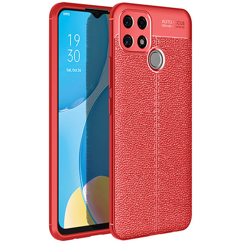 Custodia Silicone Morbida In Pelle Cover per Oppo A15 Rosso