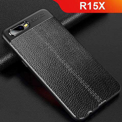 Custodia Silicone Morbida In Pelle Cover per Oppo R15X Nero