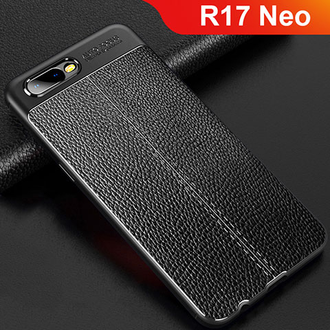 Custodia Silicone Morbida In Pelle Cover per Oppo R17 Neo Nero