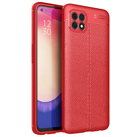 Custodia Silicone Morbida In Pelle Cover per Oppo Reno4 SE 5G Rosso