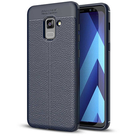Custodia Silicone Morbida In Pelle Cover per Samsung Galaxy A5 (2018) A530F Blu