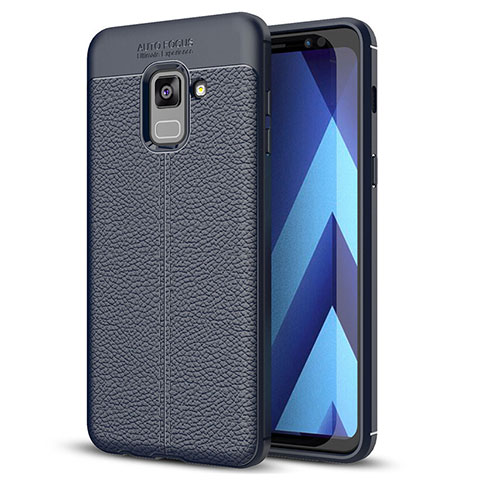Custodia Silicone Morbida In Pelle Cover per Samsung Galaxy A8+ A8 Plus (2018) A730F Blu