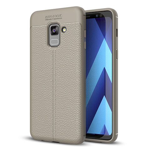 Custodia Silicone Morbida In Pelle Cover per Samsung Galaxy A8+ A8 Plus (2018) Duos A730F Grigio