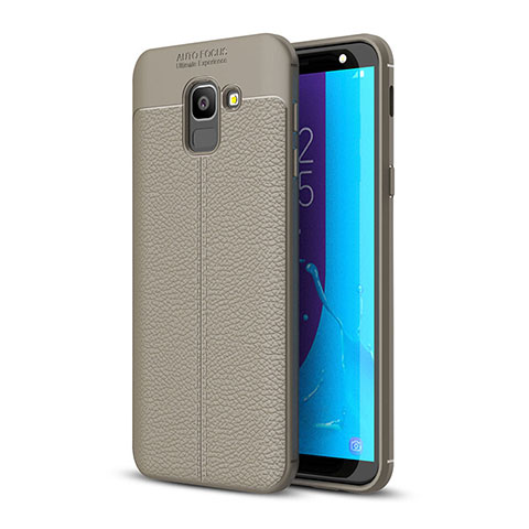 Custodia Silicone Morbida In Pelle Cover per Samsung Galaxy J6 (2018) J600F Grigio