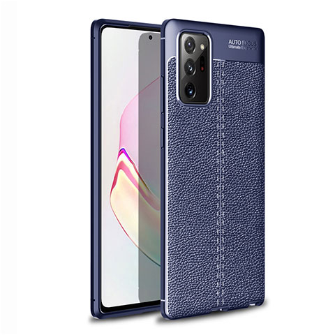 Custodia Silicone Morbida In Pelle Cover per Samsung Galaxy Note 20 Ultra 5G Blu