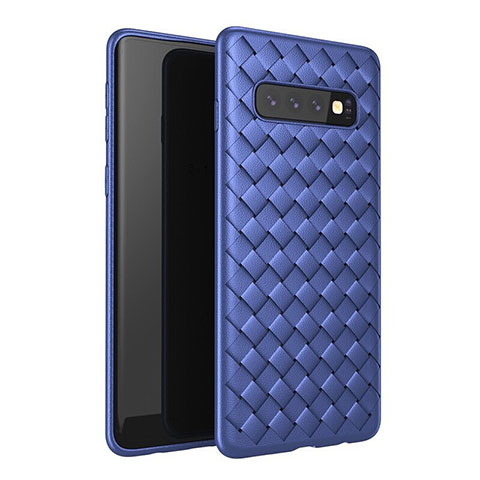 Custodia Silicone Morbida In Pelle Cover per Samsung Galaxy S10 Plus Blu