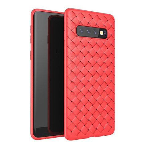Custodia Silicone Morbida In Pelle Cover per Samsung Galaxy S10 Plus Rosso