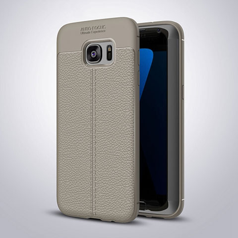 Custodia Silicone Morbida In Pelle Cover per Samsung Galaxy S7 Edge G935F Ciano