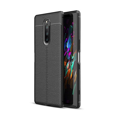 Custodia Silicone Morbida In Pelle Cover per Sony Xperia 1 Nero